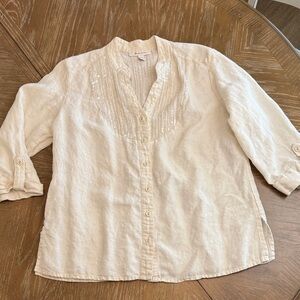 JM Collection Linen Ivory Blouse